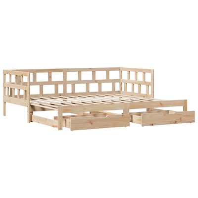 vidaXL Daybed with Trundle and Drawers without Mattress 90x200 cm