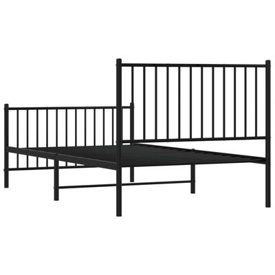 vidaXL Metal Bed Frame without Mattress with Footboard Black 100x190 cm