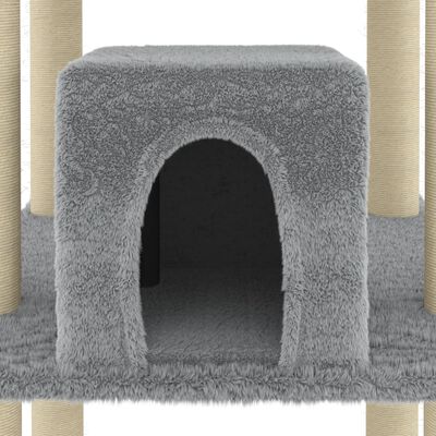 vidaXL Cat Tree with Sisal Scratching Posts Light Grey 216 cm