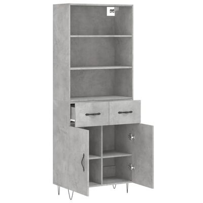 vidaXL Highboard Concrete Grey 69.5x34x180 cm Engineered Wood