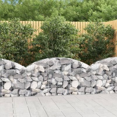 vidaXL Arched Gabion Basket 150x30x60/80 cm Galvanised Iron