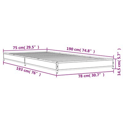 vidaXL Bed Frame without Mattress Sonoma Oak 75x190 cm Small Single