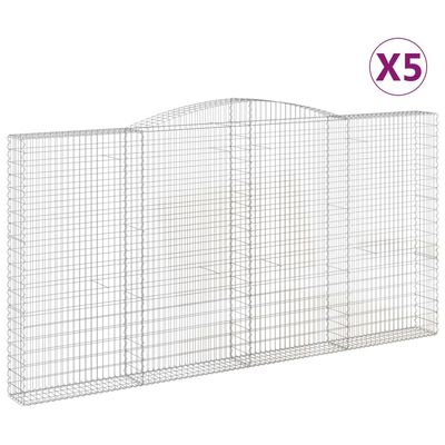 vidaXL Arched Gabion Baskets 5 pcs 400x30x200/220 cm Galvanised Iron