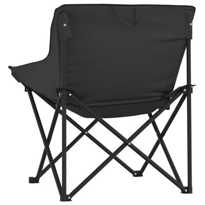 vidaXL Camping Chairs with Pocket Foldable 2 pcs Black