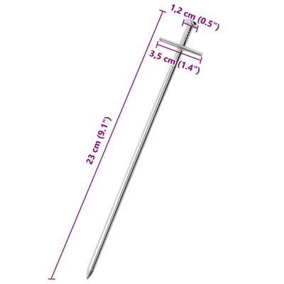 vidaXL Tent Pegs 24 pcs 23 cm Ø6 mm Galvanised Steel