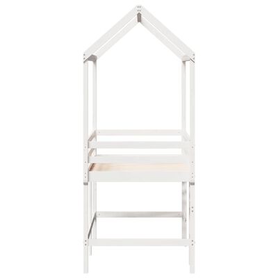 vidaXL Loft Bed with Ladder and Roof without Mattress White 80x200 cm