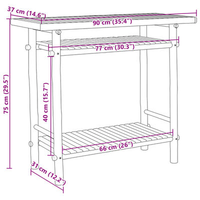 vidaXL Console Table 90x37x75 cm Bamboo