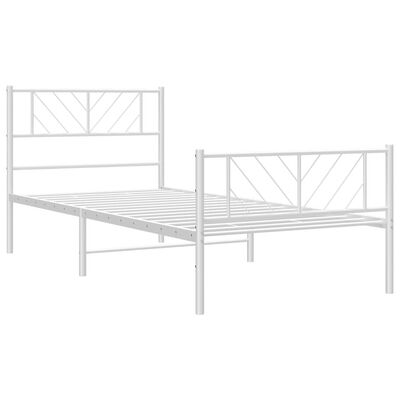 vidaXL Metal Bed Frame without Mattress with Footboard White 107x203 cm