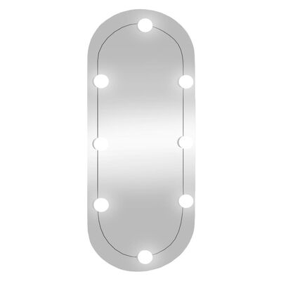 vidaXL Wall Mirror with LED Lights 35x80 cm Glass Oval