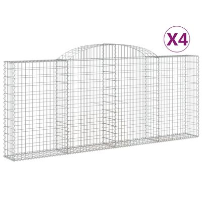 vidaXL Arched Gabion Baskets 4 pcs 300x30x120/140 cm Galvanised Iron