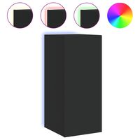 vidaXL TV Wall Cabinet with LED Lights Black 30.5x35x70 cm