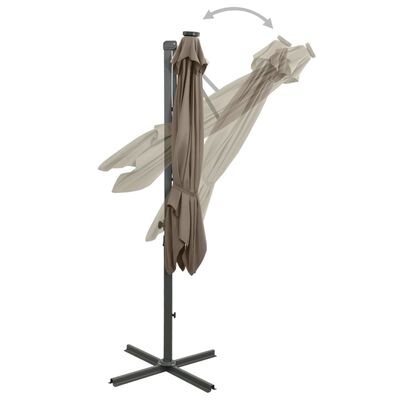 vidaXL Cantilever Garden Parasol with Pole and LED Lights Taupe 250 cm