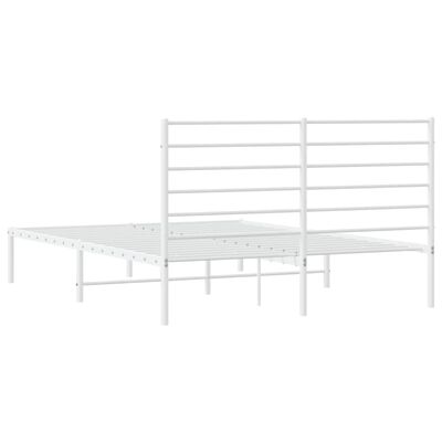 vidaXL Metal Bed Frame without Mattress with Headboard White 140x200 cm