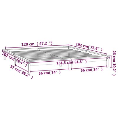 vidaXL LED Bed Frame without Mattress 120x190 cm Small Double Solid Wood