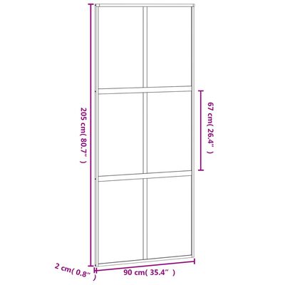 vidaXL Sliding Door Black 90x205 cm Tempered Glass and Aluminium