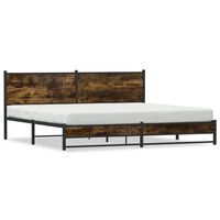 vidaXL Metal Bed Frame without Mattress Smoked Oak 200x200 cm