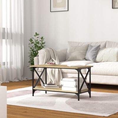 vidaXL Coffee Table Sonoma Oak 80x45x45 cm Engineered Wood and Iron