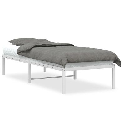 vidaXL Metal Bed Frame without Mattress White 75x190 cm Small Single