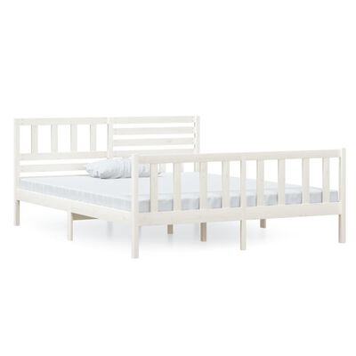 vidaXL Bed Frame without Mattress White Solid Wood 120x200 cm (810078+814135)