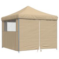 vidaXL Foldable Party Tent Pop-Up with 4 Sidewalls Beige