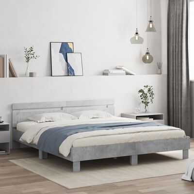 vidaXL Bed Frame without Mattress Concrete Grey 200x200 cm