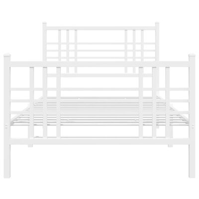 vidaXL Metal Bed Frame without Mattress with Footboard White 100x200 cm