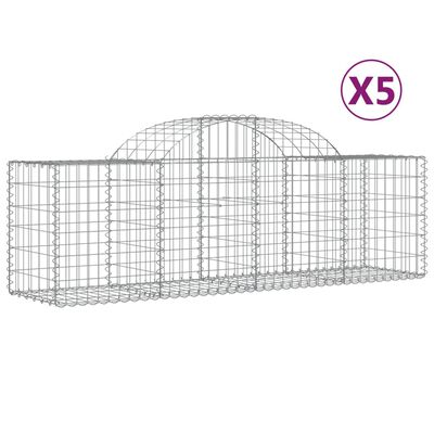 vidaXL Arched Gabion Baskets 5 pcs 200x50x60/80 cm Galvanised Iron