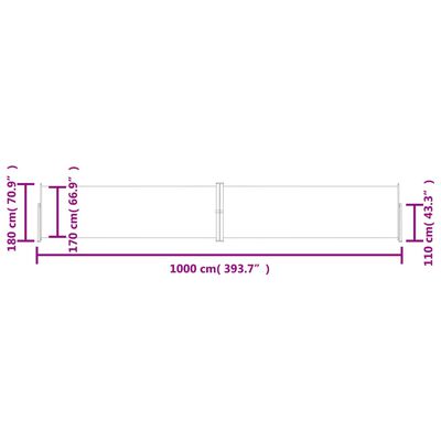 vidaXL Retractable Side Awning Red 180x1000 cm