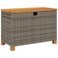 vidaXL Garden Storage Box Grey 80x40x48 cm Poly Rattan Acacia Wood