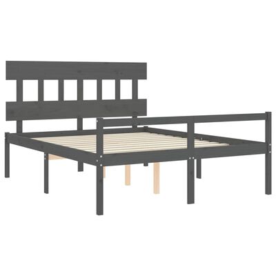 vidaXL Senior Bed without Mattress Grey King Size Solid Wood