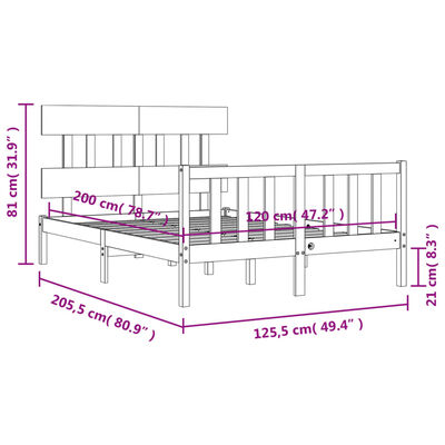 vidaXL Bed Frame without Mattress White 120x200 cm Solid Wood Pine