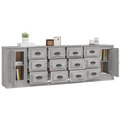 vidaXL Sideboards 3 pcs Grey Sonoma Engineered Wood