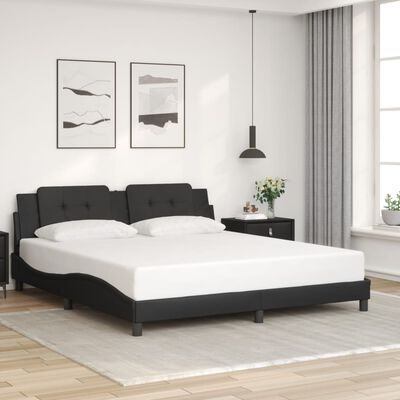 vidaXL Bed Frame with LED without Mattress Black 180x200 cm Super King