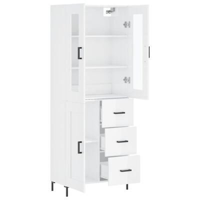 vidaXL Highboard High Gloss White 69.5x34x180 cm Engineered Wood