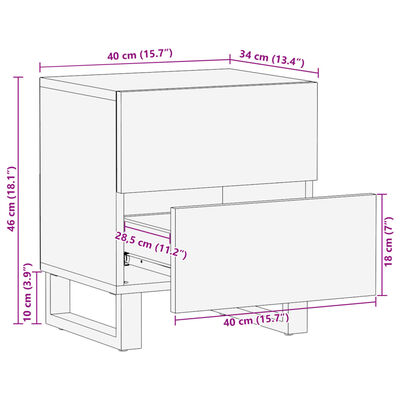 vidaXL Bedside Cabinets 2 pcs 40x33x46 cm Solid Wood Bleached Mango