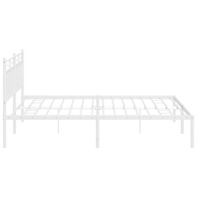 vidaXL Metal Bed Frame without Mattress with Headboard White 183x213 cm