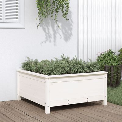 vidaXL Garden Planter White 82.5x82.5x39 cm Solid Wood Pine