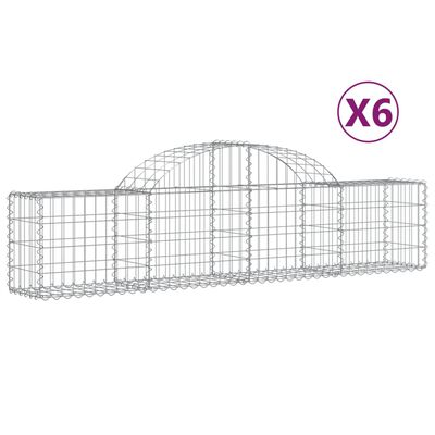 vidaXL Arched Gabion Baskets 6 pcs 200x30x40/60 cm Galvanised Iron