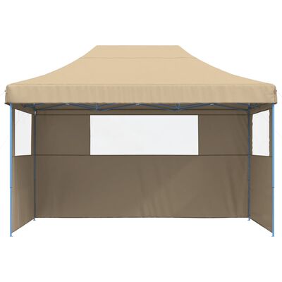 vidaXL Foldable Party Tent Pop-Up with 3 Sidewalls Beige