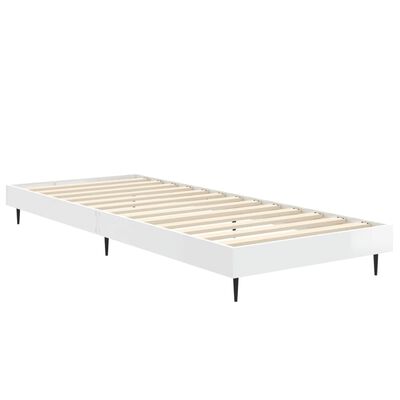 vidaXL Bed Frame without Mattress High Gloss White 75x190 cm Small Single