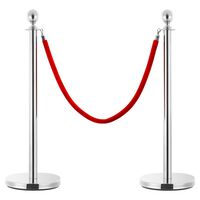 vidaXL 3 Piece VIP Queue Barrier Set Stainless Steel Silver