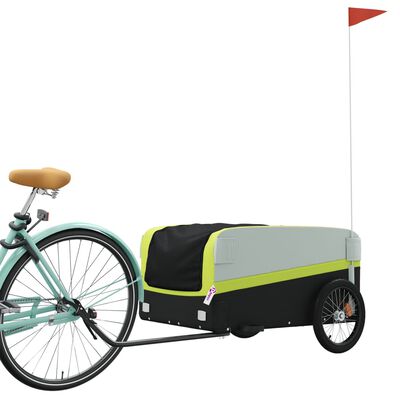 vidaXL Bike Trailer Black and Green 45 kg Iron