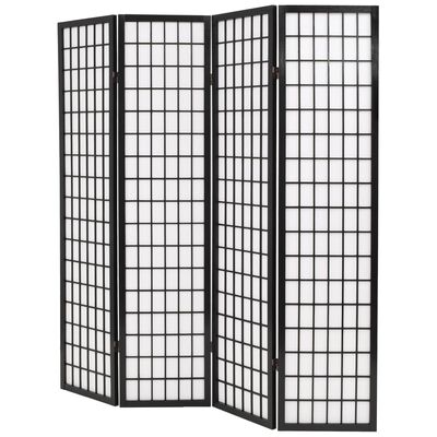 vidaXL Folding 4-Panel Room Divider Japanese Style 160x170 cm Black