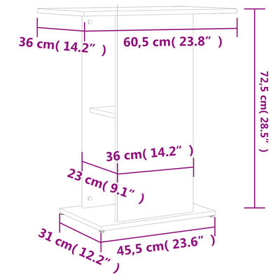 vidaXL Aquarium Stand Brown Oak 60.5x36x72.5 cm Engineered Wood