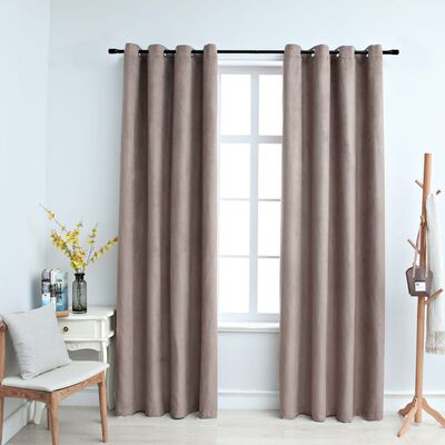 vidaXL Blackout Curtains with Metal Rings 2 pcs Taupe 140x245 cm