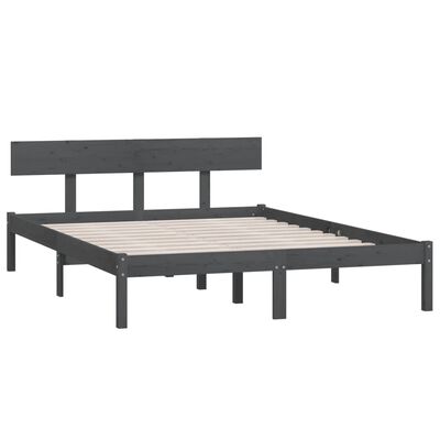 vidaXL Bed Frame without Mattress Grey Solid Wood 140x200 cm