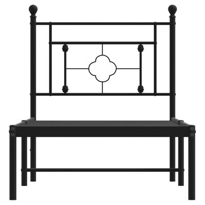 vidaXL Metal Bed Frame without Mattress with Headboard Black 80x200 cm