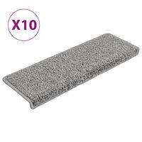 vidaXL Stair Mats 10 pcs 65x21x4 cm Grey