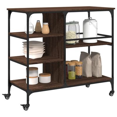 vidaXL Kitchen Trolley Brown Oak 100x45x89.5 cm Engineered Wood