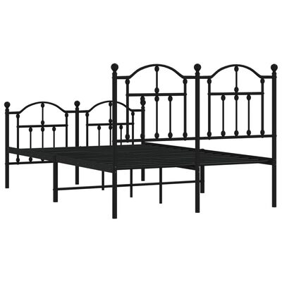 vidaXL Metal Bed Frame without Mattress with Footboard Black 120x200 cm